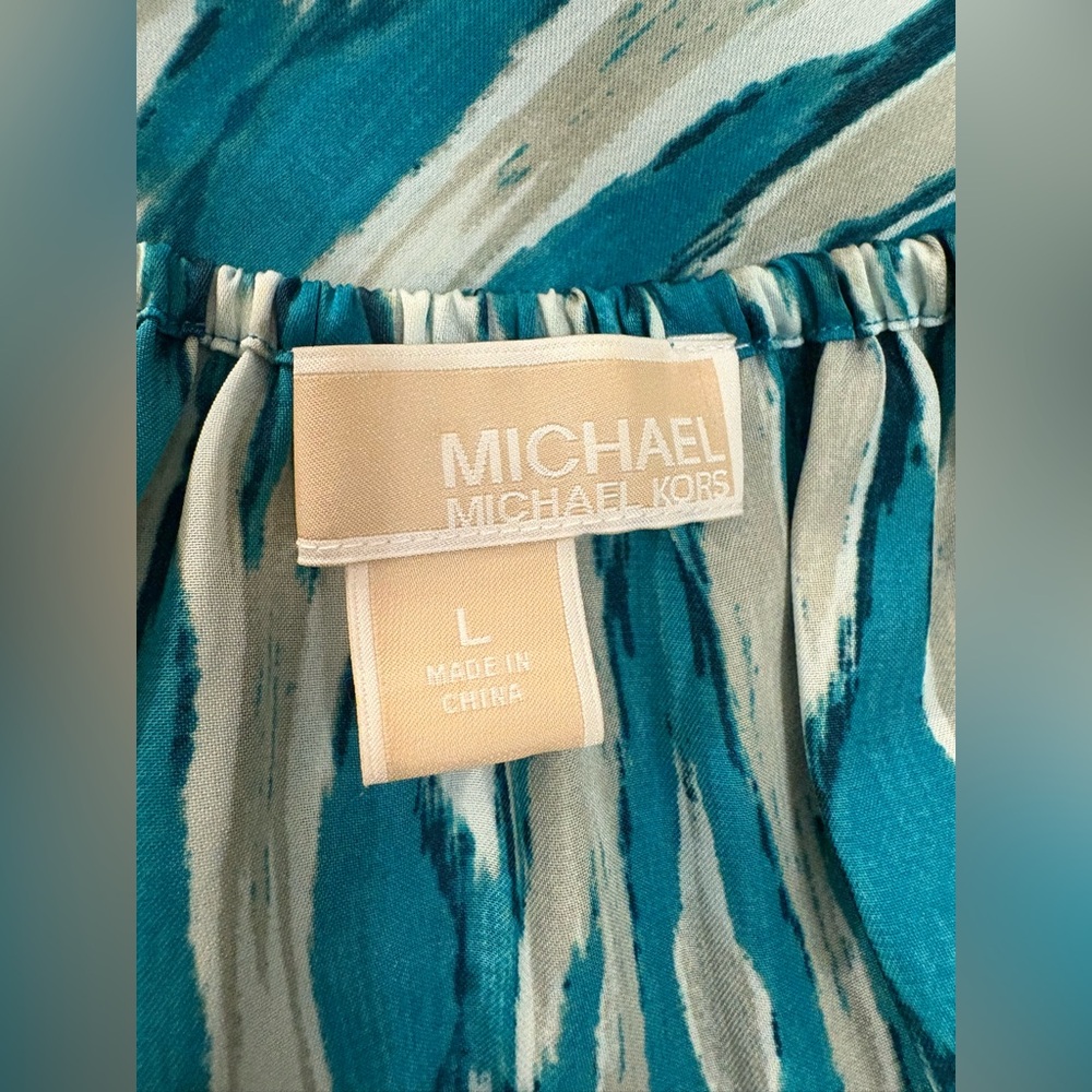Michael Kors Aqua and White Patterned Blouse - Picture 5 of 5